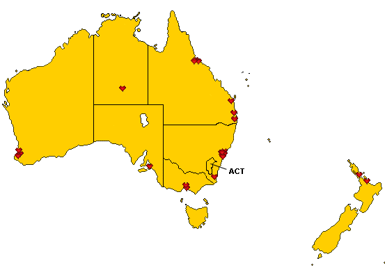 map of Australia and New Zealand